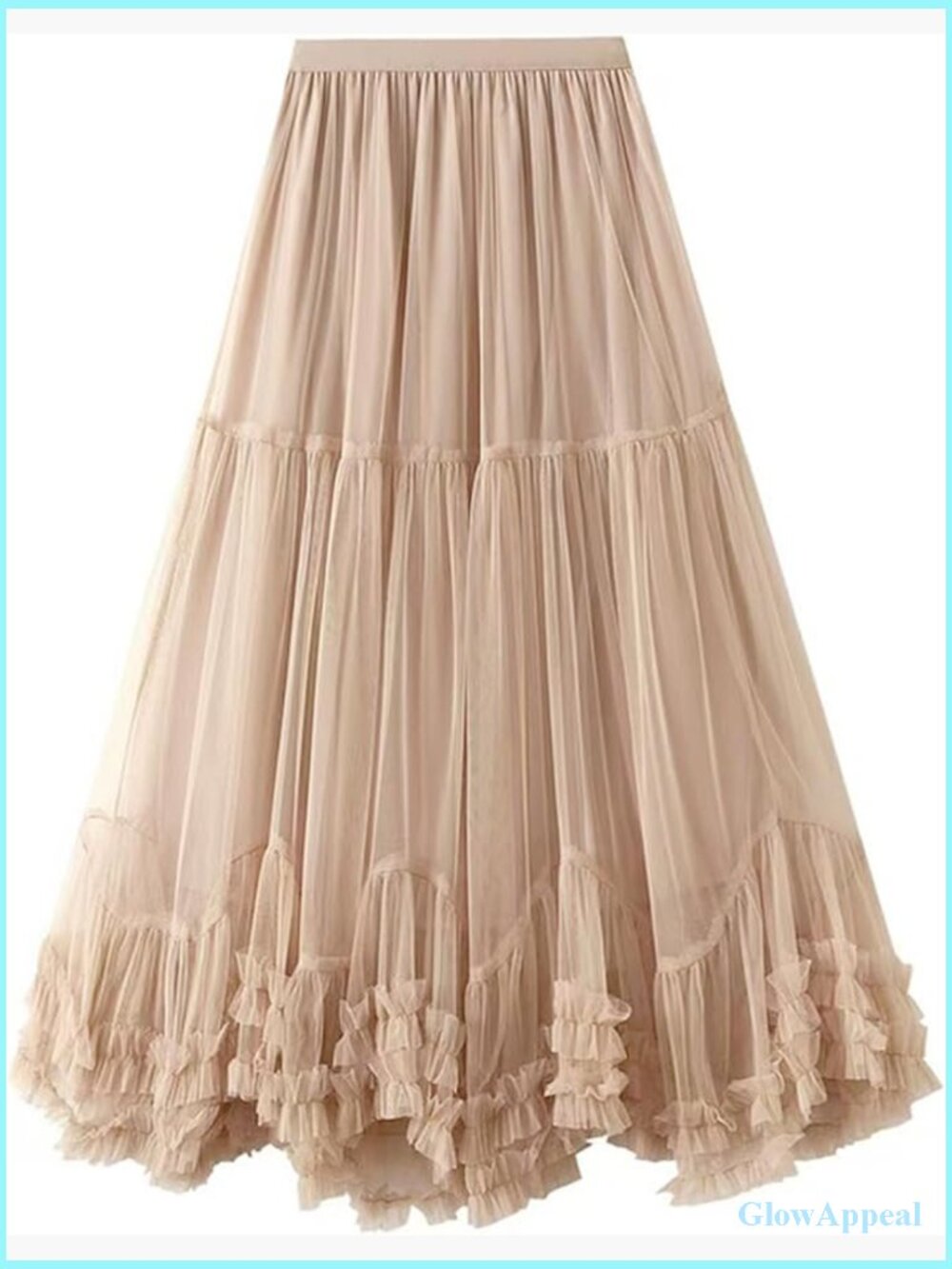 Tulle Maxi Skirt Women Elastic High Waisted A-Line Layered Tutu Flowy Fairy